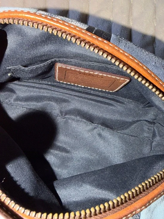 Coach Denim and Leather Patchwork Shoulder Bag - Blue, Tan - Picture 8 of 10